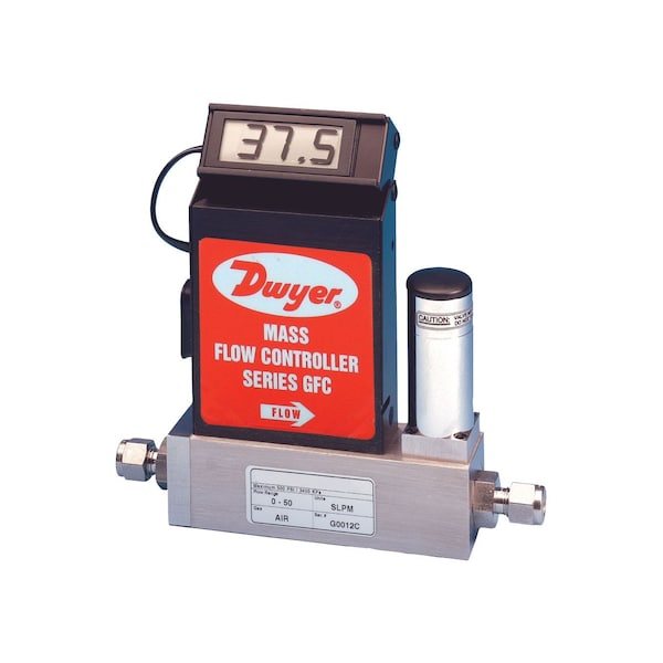 Gas mass flow controller, range 0-20 mL/m, 1/4in compression fitting